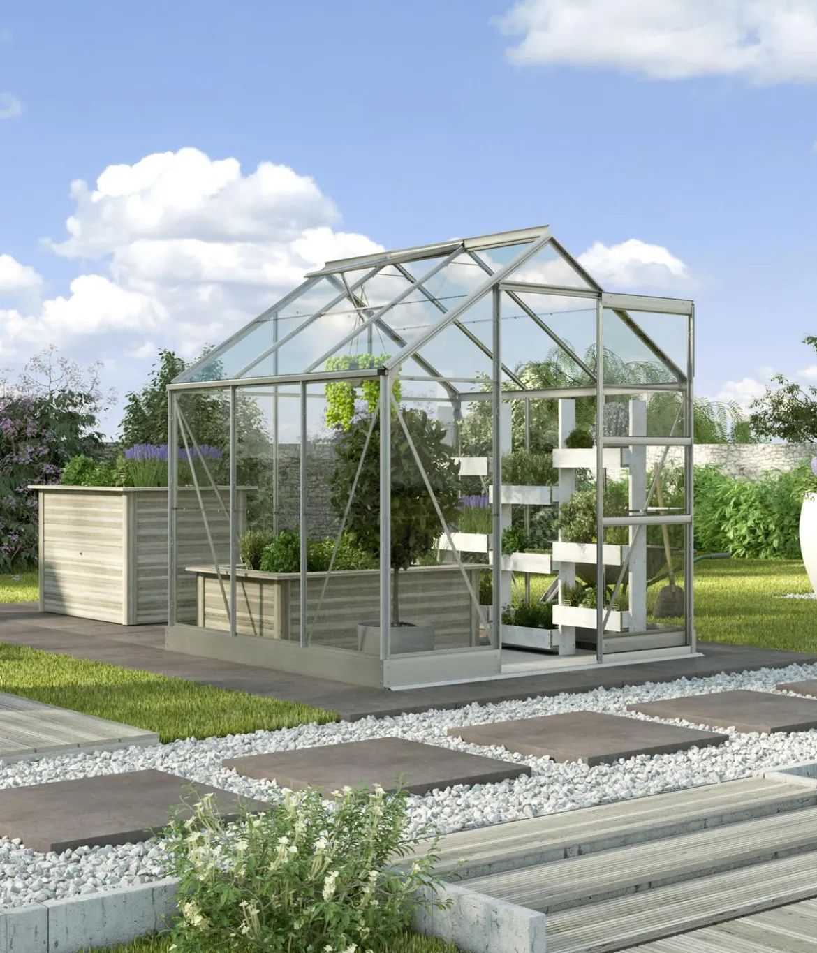 Vitavia Gewächshaus Pontos 3800, ESG, inkl. Stahlfundamentrahmen