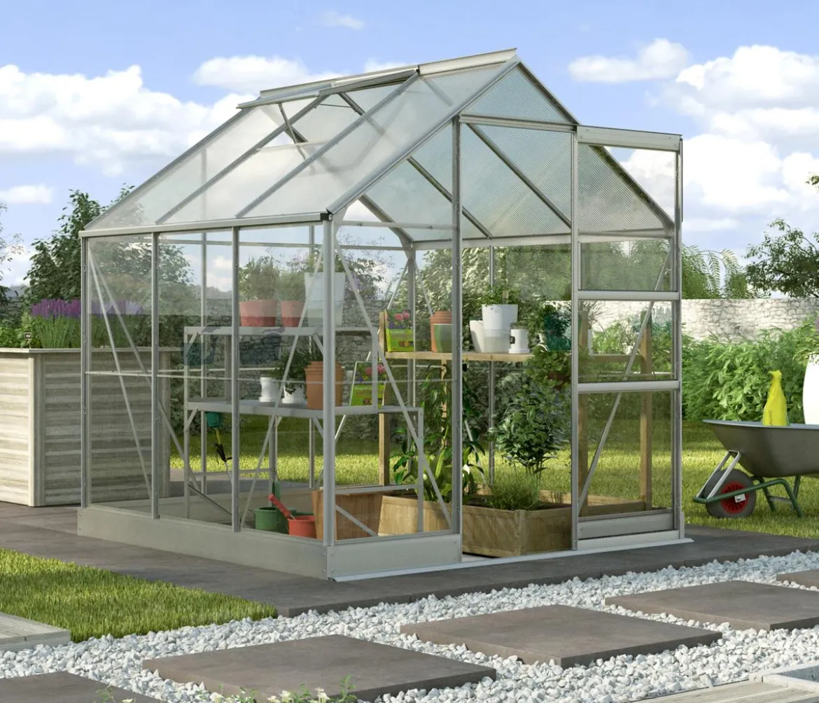 Vitavia Gewächshaus Pontos 3800, ESG/HKP 6 mm, inkl. Stahlfundamentrahmen