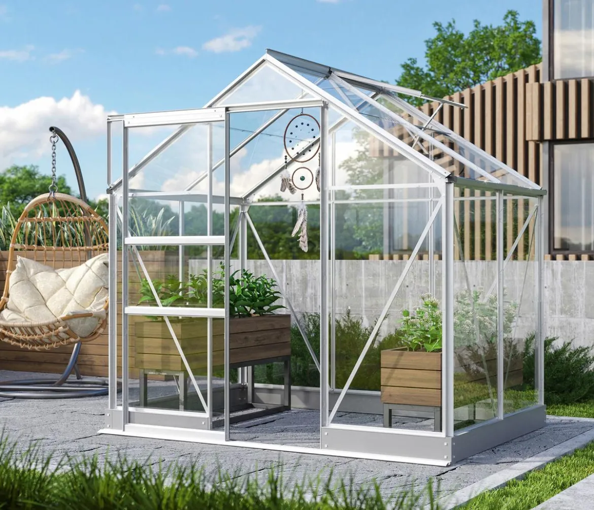 Vitavia Gewächshaus Pontos 2500, ESG, inkl. Stahlfundamentrahmen, ca. B195/H207/T137 cm