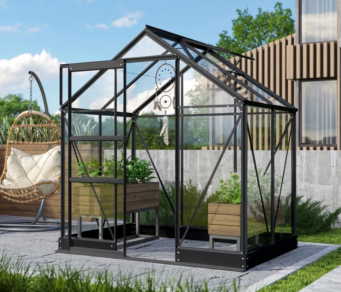 Vitavia Gewächshaus Pontos 2500, ESG, inkl. Stahlfundamentrahmen, ca. B195/H207/T137 cm