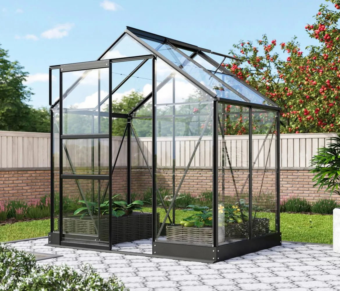 Vitavia Gewächshaus Pontos 2500, ESG, inkl. Stahlfundamentrahmen, ca. B195/H207/T137 cm