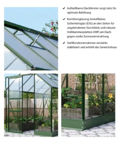 Vitavia Gewächshaus Pontos 6200, ESG 3 mm/HKP 6 mm, inkl. Stahlfundamentrahmen