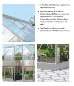 Vitavia Gewächshaus Pontos 3800 ESG/NSG, inkl. Stahlfundamentrahmen, ca. B195/H207/T199 cm
