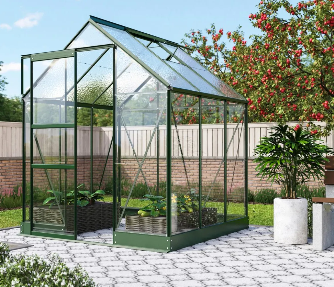 Vitavia Gewächshaus Pontos 3800 ESG/NSG, inkl. Stahlfundamentrahmen, ca. B195/H207/T199 cm
