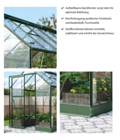 Vitavia Gewächshaus Pontos 6200, ESG, inkl. Stahlfundamentrahmen, ca. B195/H207/T324 cm