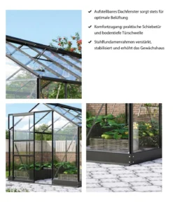Vitavia Gewächshaus Pontos 6200, ESG, inkl. Stahlfundamentrahmen, ca. B195/H207/T324 cm