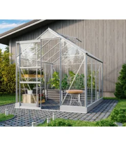 Vitavia Gewächshaus Pontos 5000, ESG, inkl. Stahlfundamentrahmen, ca. B195/H207/T261 cm