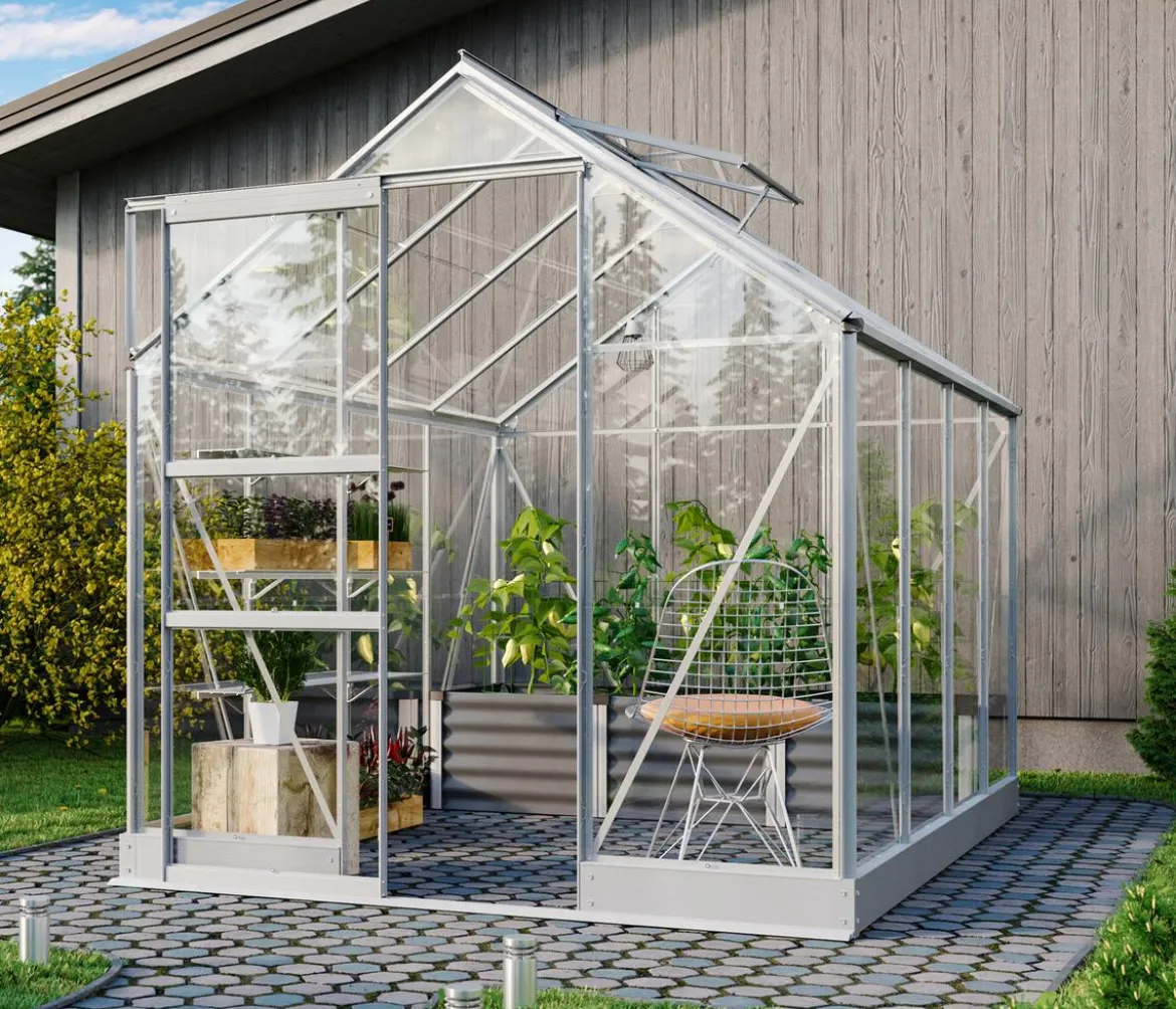 Vitavia Gewächshaus Pontos 5000, ESG, inkl. Stahlfundamentrahmen, ca. B195/H207/T261 cm