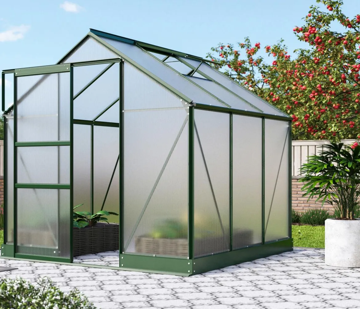 Vitavia Gewächshaus Pontos 3800, HKP 6 mm, inkl. Stahlfundamentrahmen, ca. B195/H207/T199 cm