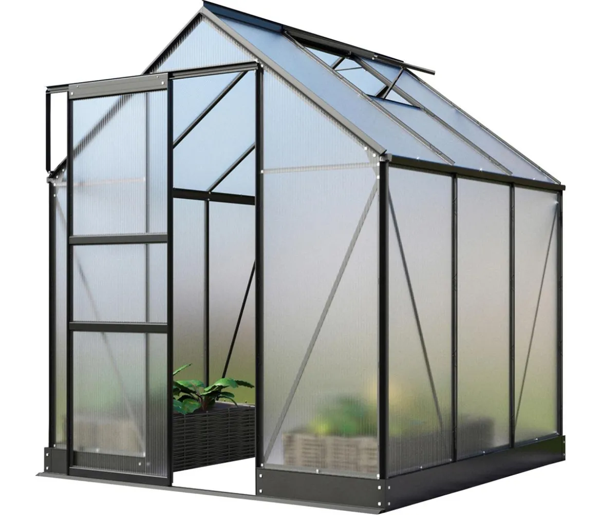 Vitavia Gewächshaus Pontos 3800, HKP 6 mm, inkl. Stahlfundamentrahmen, ca. B195/H207/T199 cm