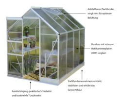 Vitavia Gewächshaus Pontos 5000, HKP 6 mm, inkl. Stahlfundamentrahmen