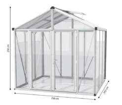 Vitavia Gewächshaus Poseidon 6200 ESG/HKP, ca. B258/H250/T242 cm