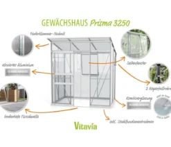 Vitavia Gewächshaus Prisma 3250 ESG/HKP, inkl. Stahlfundamentrahmen