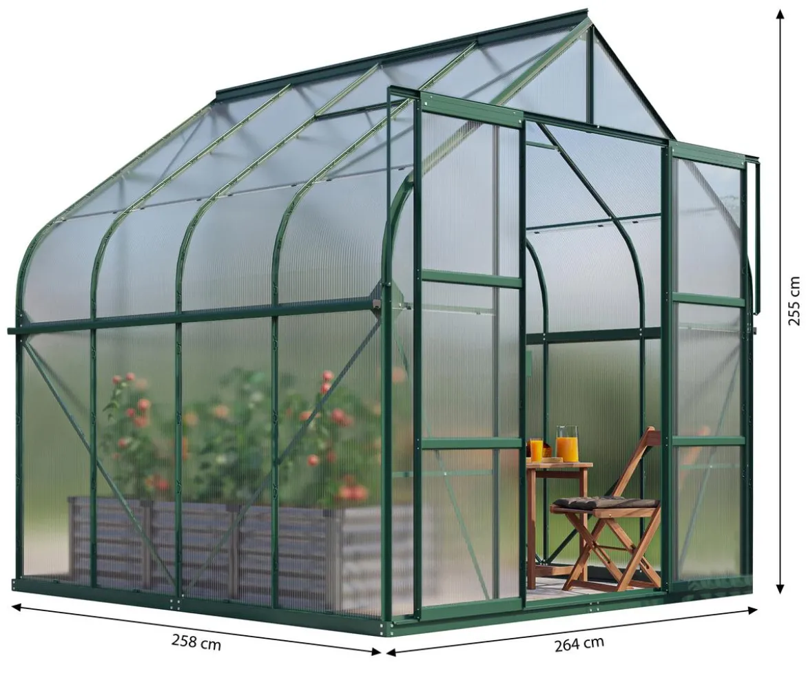 Vitavia Gewächshaus Saturn 6700 HKP, inkl. Stahlfundamentrahmen, ca. B264/H255/T258 cm