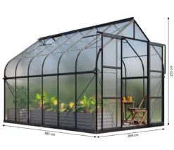 Vitavia Gewächshaus Saturn 9900 HKP, inkl. Stahlfundamentrahmen, ca. B264/H255/T383 cm