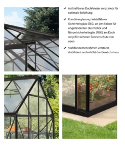 Vitavia Gewächshaus Sirius ESG, inkl. Stahlfundamentrahmen, ca. B383/H254/T383 cm