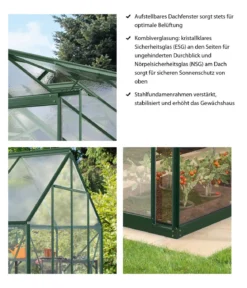 Vitavia Gewächshaus Sirius ESG, inkl. Stahlfundamentrahmen, ca. B383/H254/T383 cm