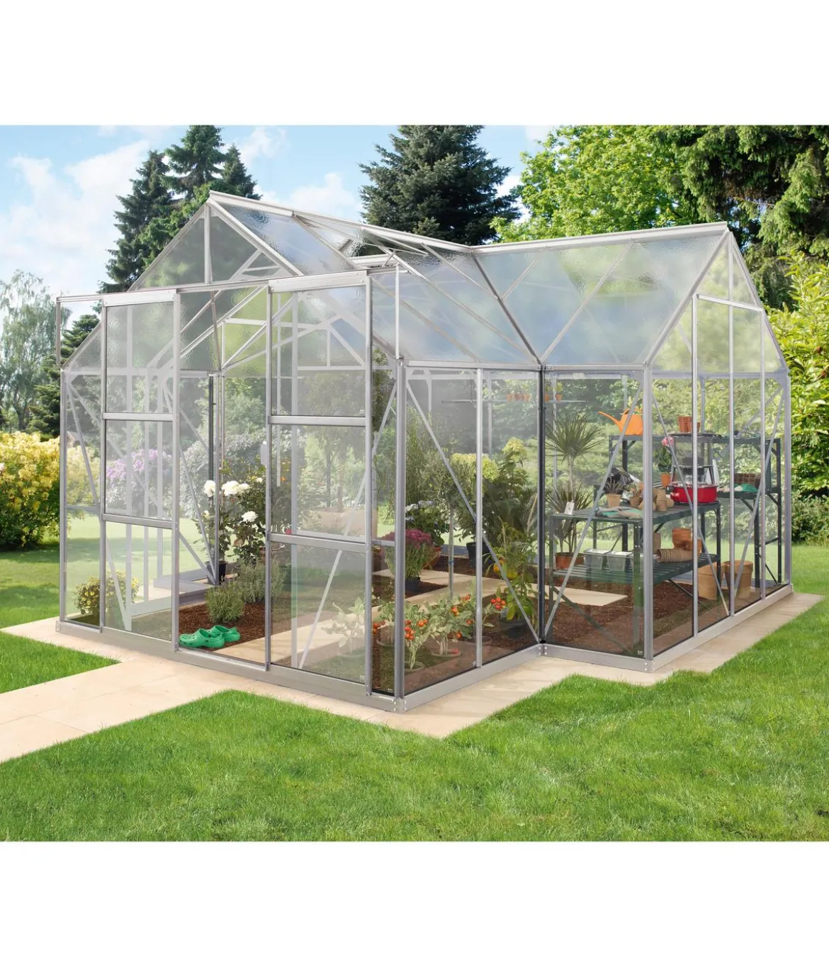 Vitavia Gewächshaus Sirius ESG, inkl. Stahlfundamentrahmen, ca. B383/H254/T383 cm