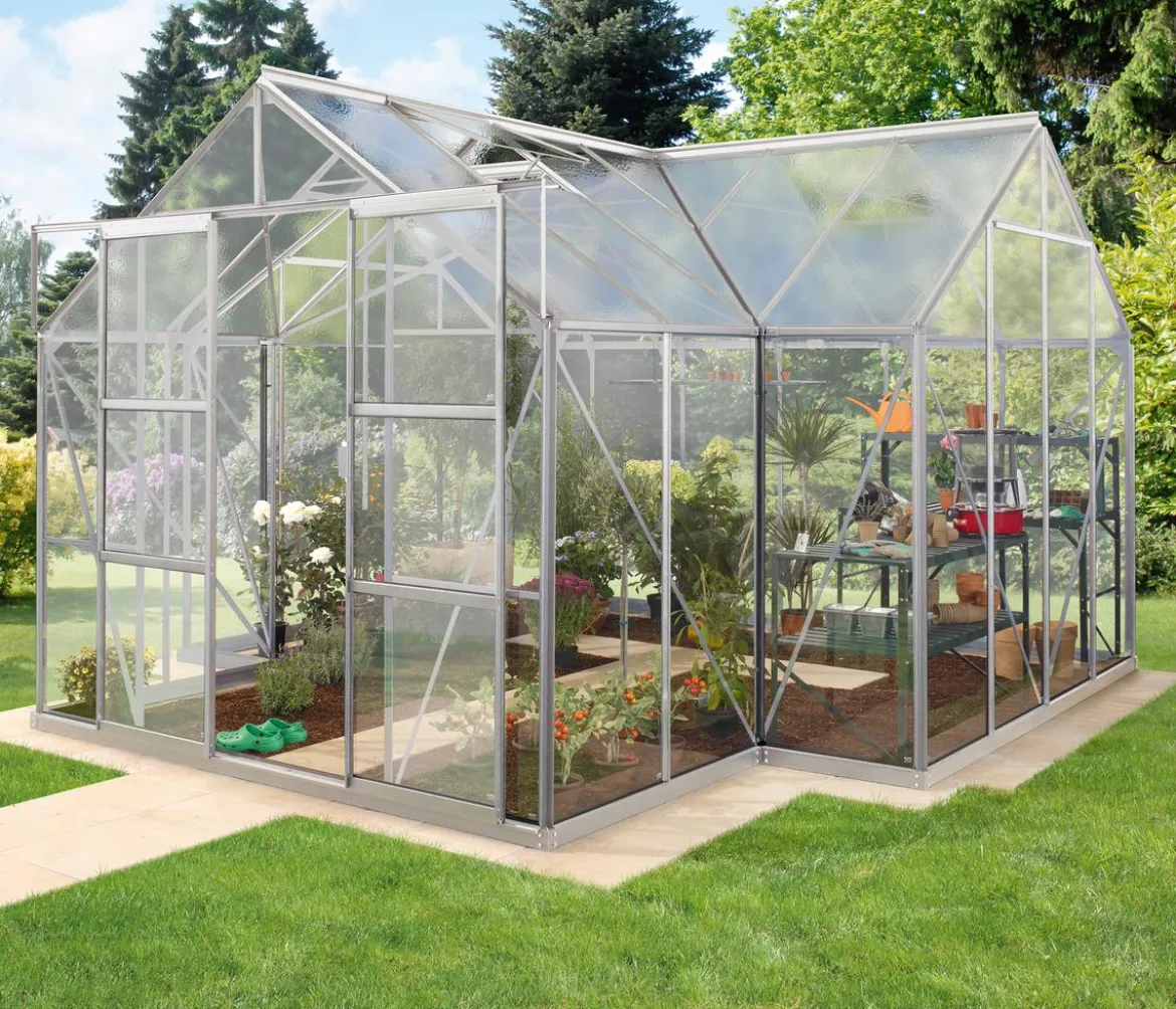 Vitavia Gewächshaus Sirius ESG, inkl. Stahlfundamentrahmen, ca. B383/H254/T383 cm
