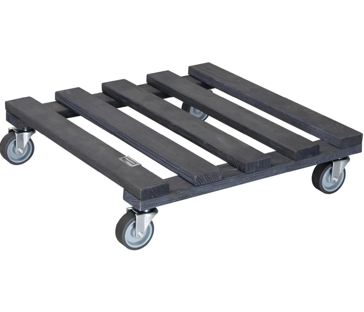 Wagner Pflanzroller Massivholz, anthrazit, ca. B38/H9,5/T38 cm