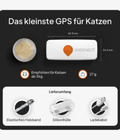 Weenect XS GPS-Tracker für Katzen, ca. B6,05/H2,45/T1,5 cm
