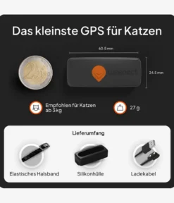 Weenect XS GPS-Tracker für Katzen, ca. B6,05/H2,45/T1,5 cm