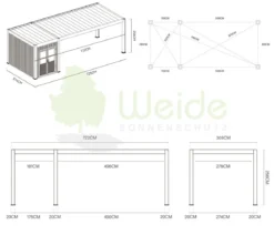 Weide Carport Alu/Stahl, ca. B720/H255/T300 cm