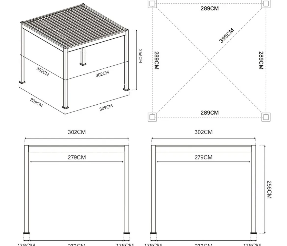 Weide Classic Pergola Alu-Stahl, ca. B300/H255/T300 cm