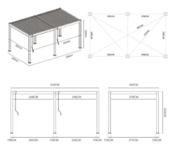 Weide Classic Pergola 3x5,3 Alu-Stahl, ca. B530/H255/T300 cm