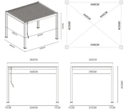 Weide Classic Pergola 3x3,6 Alu-Stahl, ca. B360/H255/T300 cm