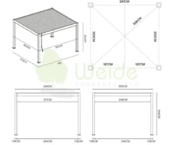 Weide Deluxe Pergola Voll-Alu, ca. B400/H255/T360 cm