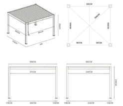 Weide Deluxe Pergola Voll-Alu, ca. B400/H255/T360 cm
