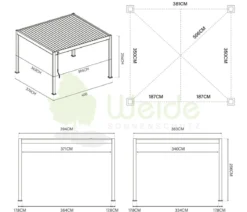 Weide Deluxe Pergola Voll-Alu, ca. B400/H255/T360 cm