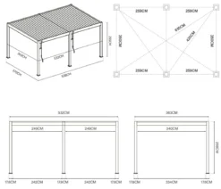 Weide Deluxe Pergola Voll-Alu, ca. B530/H255/T360 cm