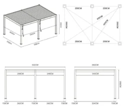 Weide Deluxe Pergola Voll-Alu, ca. B530/H255/T360 cm