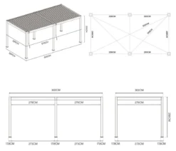 Weide Deluxe Pergola Voll-Alu, ca. B600/H255/T300 cm