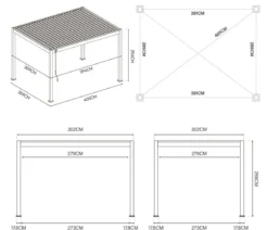 Weide Deluxe Pergola Voll-Alu, ca. B400/H255/T300 cm