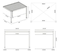 Weide Deluxe Wandpergola Voll-Alu, ca. B400/H255/T300 cm