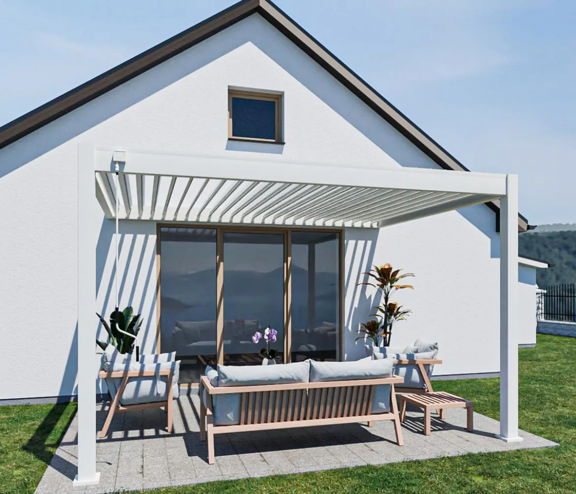 Weide Deluxe Wandpergola Voll-Alu, ca. B400/H255/T300 cm
