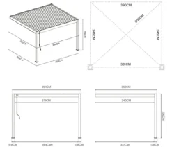 Weide Deluxe Wandpergola 3,6x4 Voll-Alu, ca. B400/H255/T360 cm