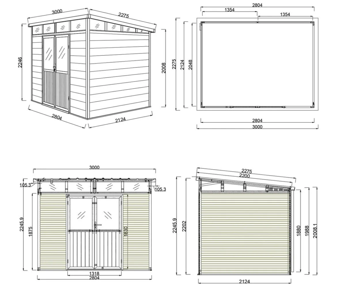 Weide Gartenhaus, ca. B278/H226/T218 cm