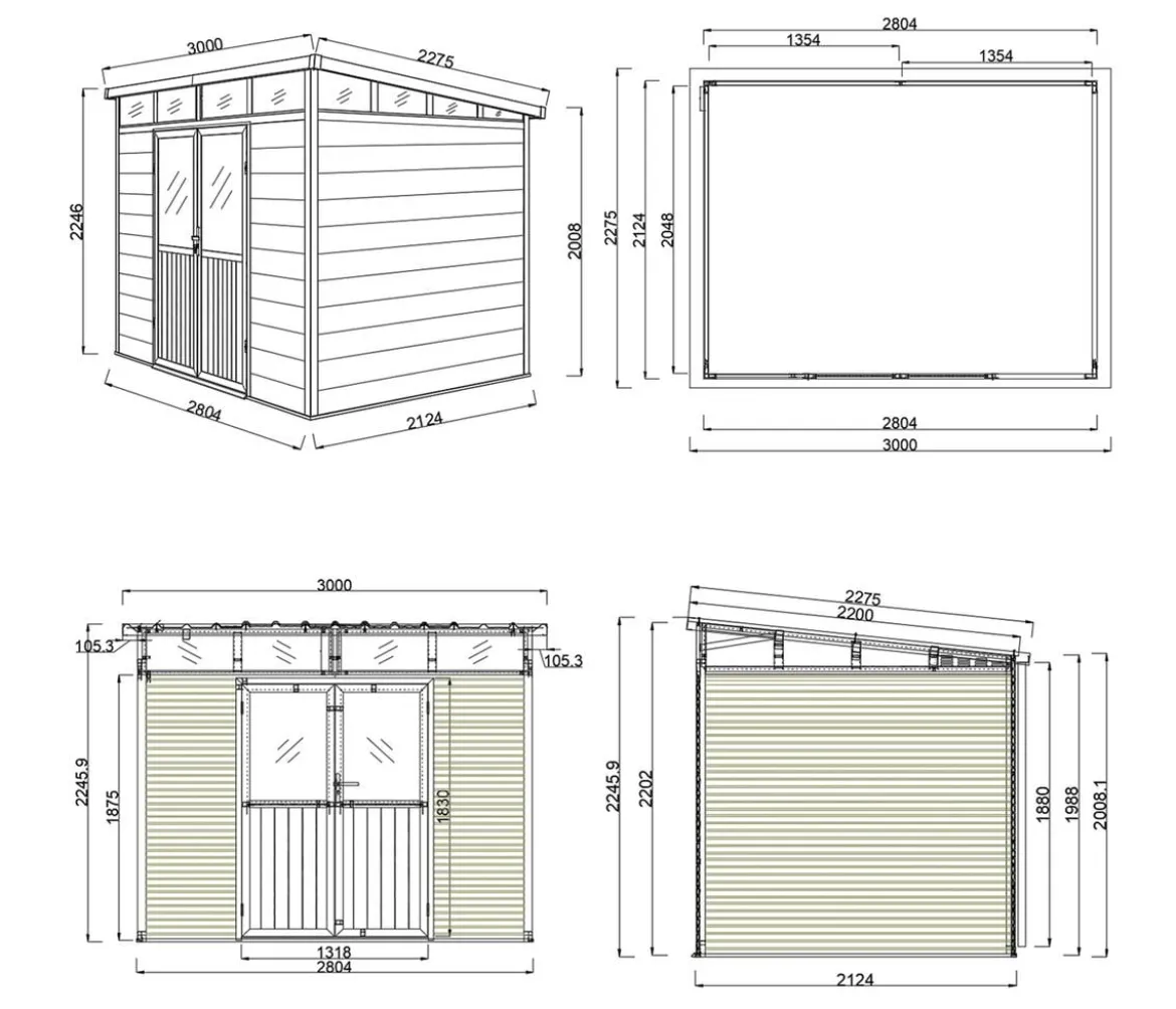 Weide Gartenhaus, ca. B278/H226/T218 cm