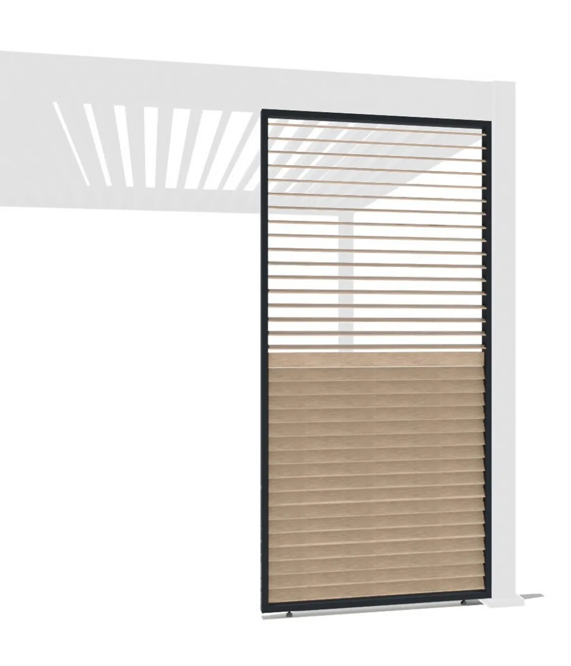 Weide Horizontales Seitenwand-Paneel, Holzoptik, verstellbare Lamellen, ca. B113/H236 cm