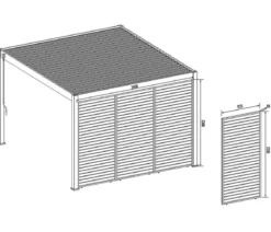 Weide Horizontales Seitenwand-Paneel, Holzoptik, verstellbare Lamellen, ca. B113/H236 cm