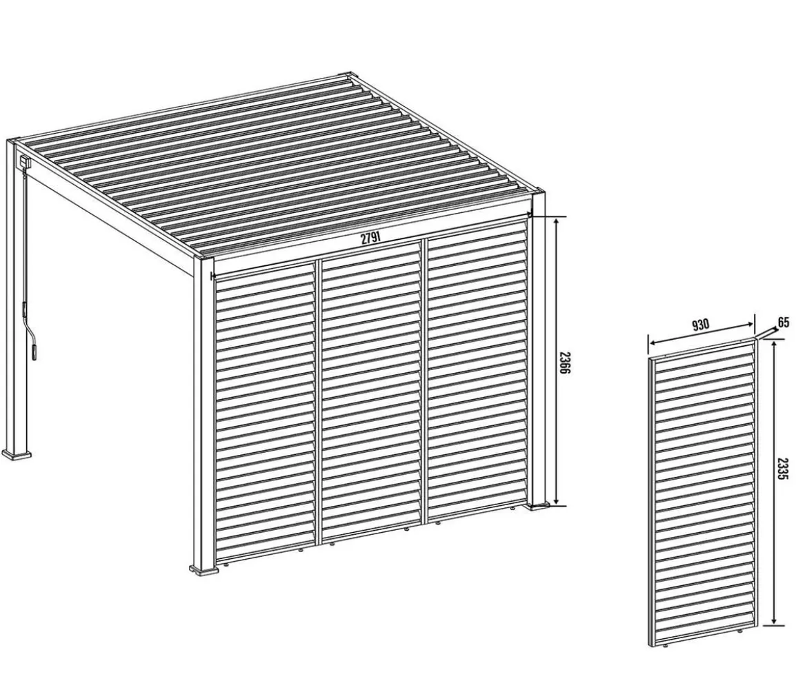 Weide Horizontales Seitenwand-Paneel, ca. B93/H236 cm