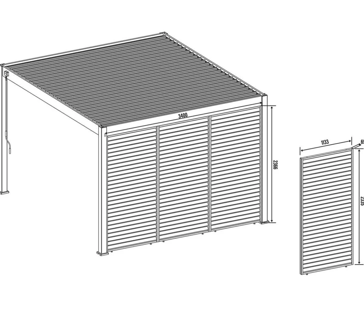 Weide Horizontales Seitenwand-Paneel, ca. B93/H236 cm