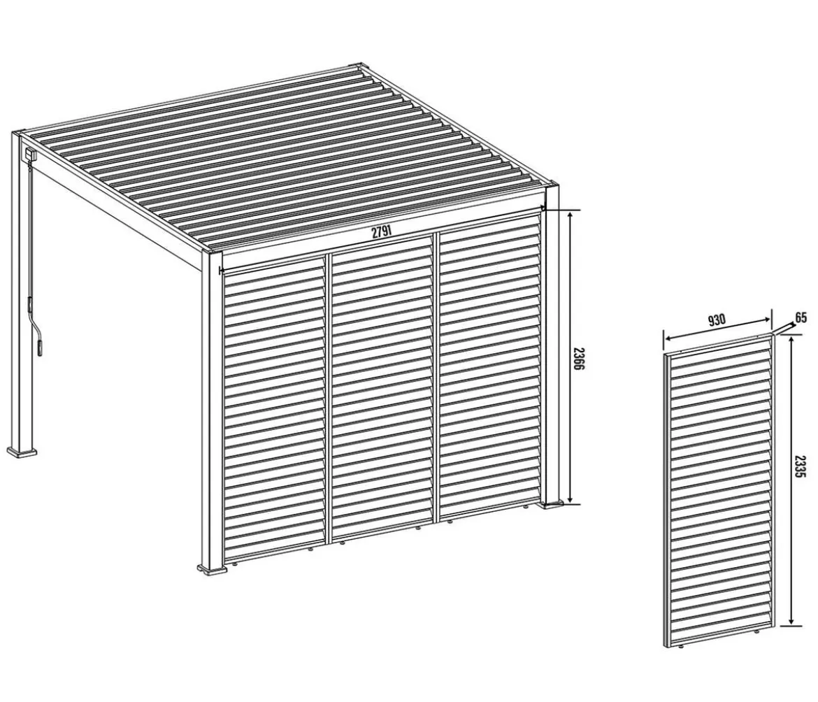 Weide Horizontales Seitenwand-Paneel, ca. B93/H236 cm