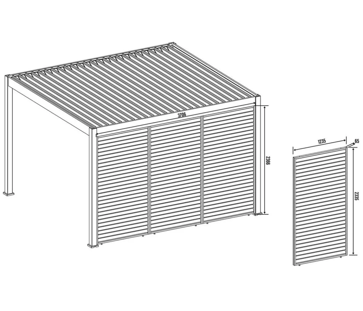 Weide Horizontales Seitenwand-Paneel, ca. B123/H236 cm