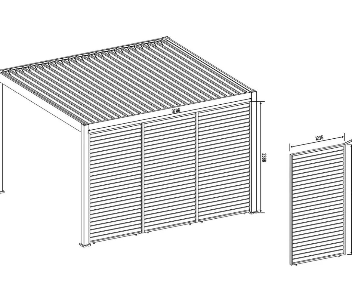 Weide Horizontales Seitenwand-Paneel, ca. B123/H236 cm