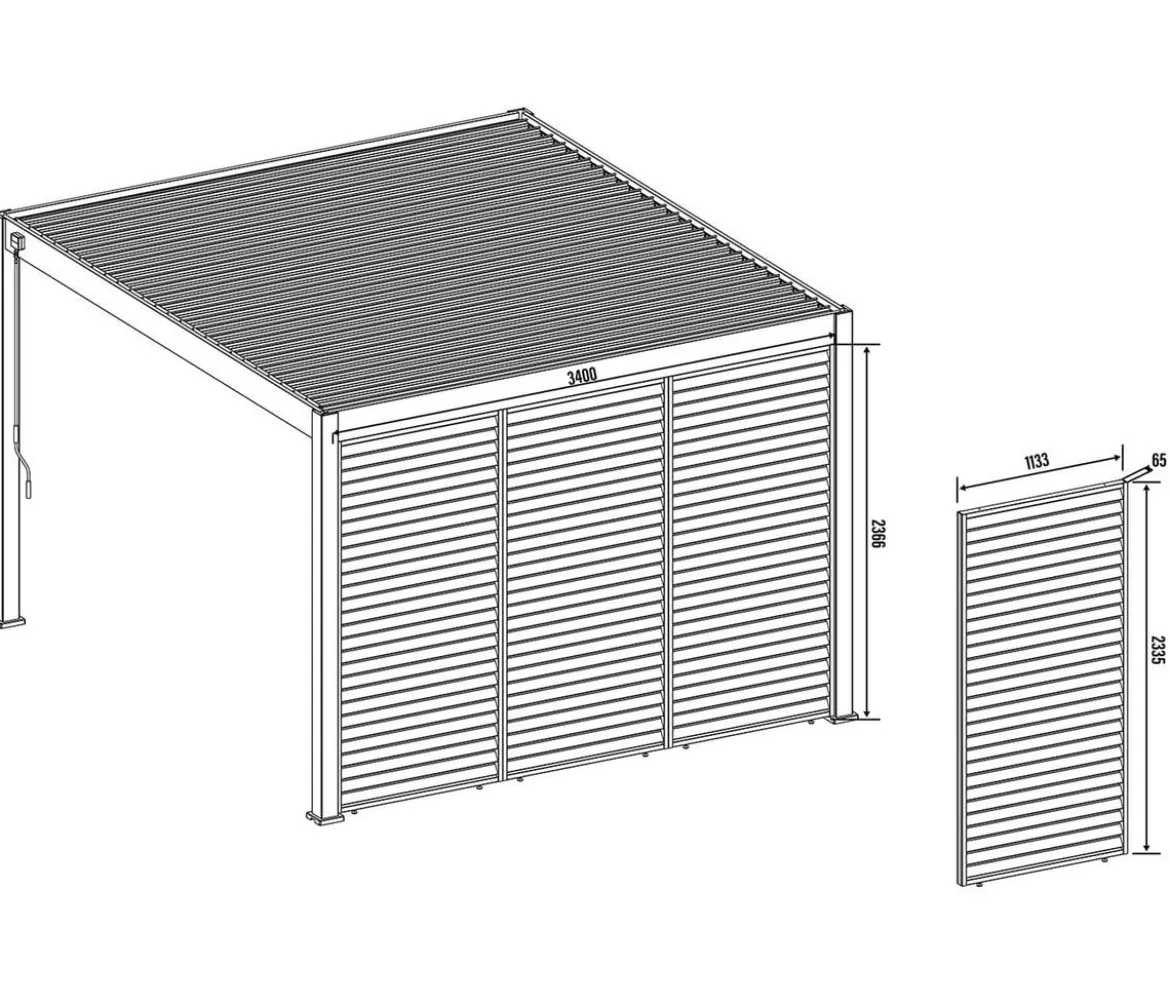 Weide Horizontales Seitenwand-Paneel, Holzoptik, ca. B113/H236 cm